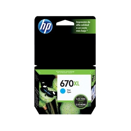 HP Cartucho de tinta InkAdvantage 670XL Cian - Envío Gratuito