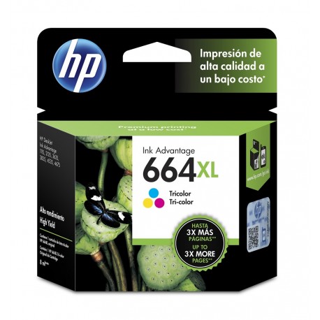 HP Cartucho Ink Advantage 664 XL F6V30AL Tricolor - Envío Gratuito