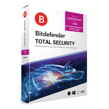 Bitdefender Total Security MD 1 Año 3 usuarios - Envío Gratuito