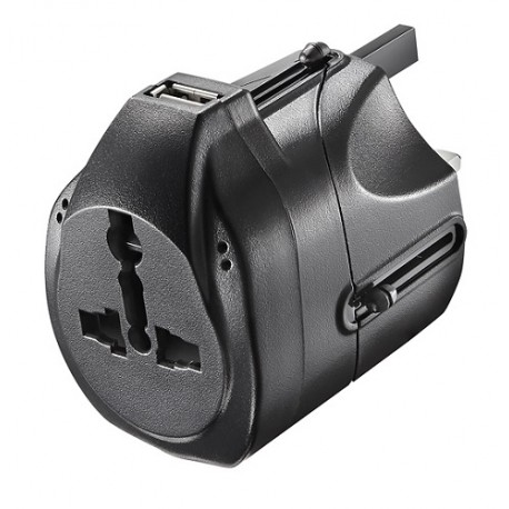 Insignia Adaptador de viaje con USB Negro - Envío Gratuito