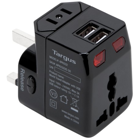 Targus Kit de Adaptadores Mundiales con 2 puertos USB Negro