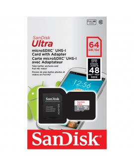 Sandisk Tarjeta MicroSD UHS I 64GB con adaptador - Envío Gratuito