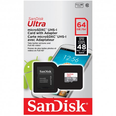 Sandisk Tarjeta MicroSD UHS I 64GB con adaptador - Envío Gratuito