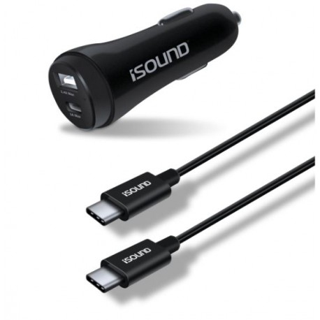 Isound Cargador USB C para USB Tipo C de Auto Negro