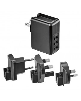 Insignia Cargador de pared con adaptadores de corriente Negro