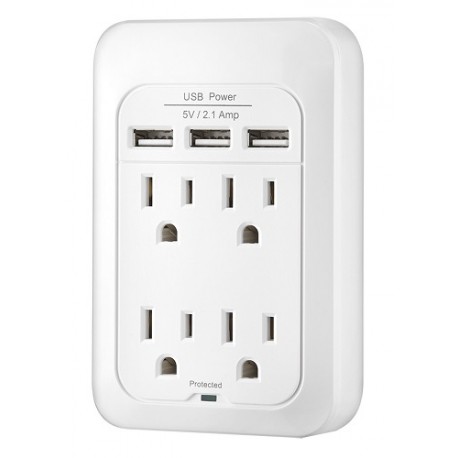 Insignia Supresor de picos 4 salidas con USB Blanco