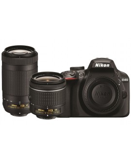 Nikon Cámara D3400 con lentes 18-55mm + 70-300mm Negro - Envío Gratuito