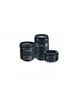 Canon Kit 3 lentes 55-250mm + 50 mm 1.8 + 10-18mm Negro - Envío Gratuito