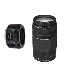 Canon Lente EF 50mm f/1.8 STM + EF75 300mm f/4-5 Negro