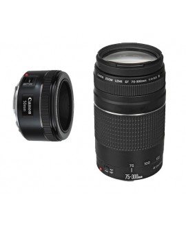 Canon Lente EF 50mm f/1.8 STM + EF75 300mm f/4-5 Negro - Envío Gratuito