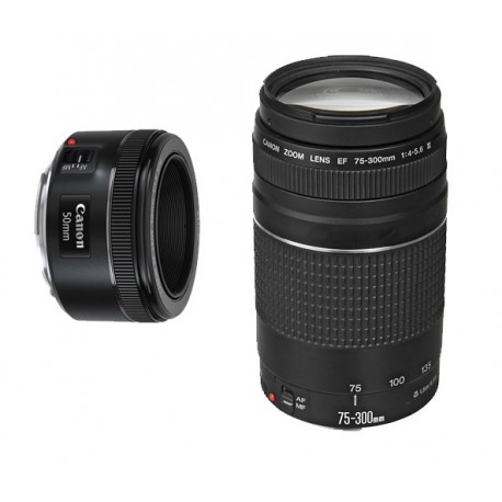 Canon Lente EF 50mm f/1.8 STM + EF75 300mm f/4-5 Negro