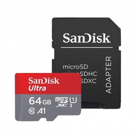 Sandisk Tarjeta Ultra MSD con adaptador A1 64GB Negro