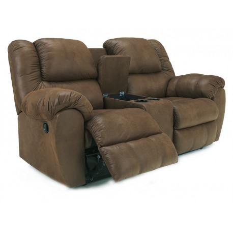 Ashley Furniture Quarterback Loveseat con Reclinable y Consola Café - Envío Gratuito