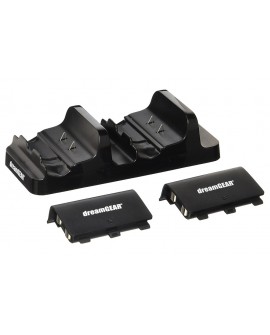 DreamGEAR Base cargador con 2 docks y 2 baterías recargables