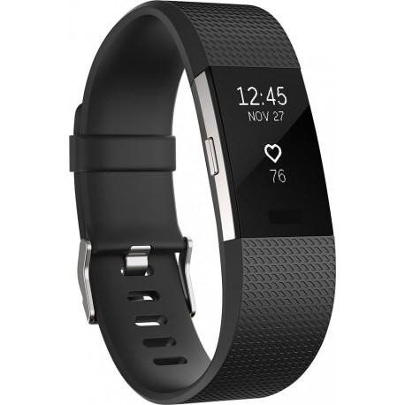 Fitbit Pulsera Charge 2 Negro con Plata Grande - Envío Gratuito