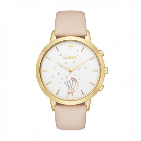 Kate Spade Reloj Híbrido Rosa/Dorado Piel - Envío Gratuito