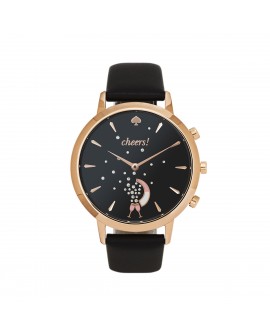 Kate Spade Reloj Híbrido Rosa/Negro Piel - Envío Gratuito