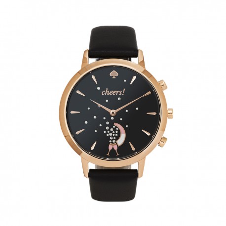 Kate Spade Reloj Híbrido Rosa/Negro Piel - Envío Gratuito