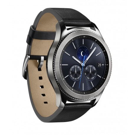 Samsung Gear S3 Classic de 46 mm con cuerpo de Acero inoxidable y Correa de cuero Negro Plata - Envío Gratuito