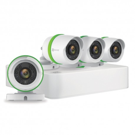 Ezviz DVR de 8 canales, 4 cámaras de 1080p y 1 TB de almacenamiento Blanco/Verde - Envío Gratuito