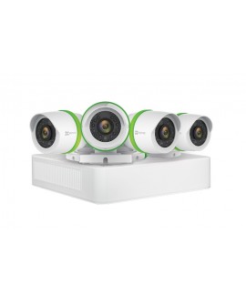 Ezviz DVR de 8 canales, 4 cámaras de 3MP y 1 TB de almacenamiento Blanco/Verde - Envío Gratuito